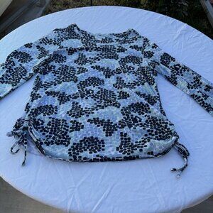 Christopher & Banks Women's 3/4 Sleeve Top Size XL Side Ties Shades Of Blue